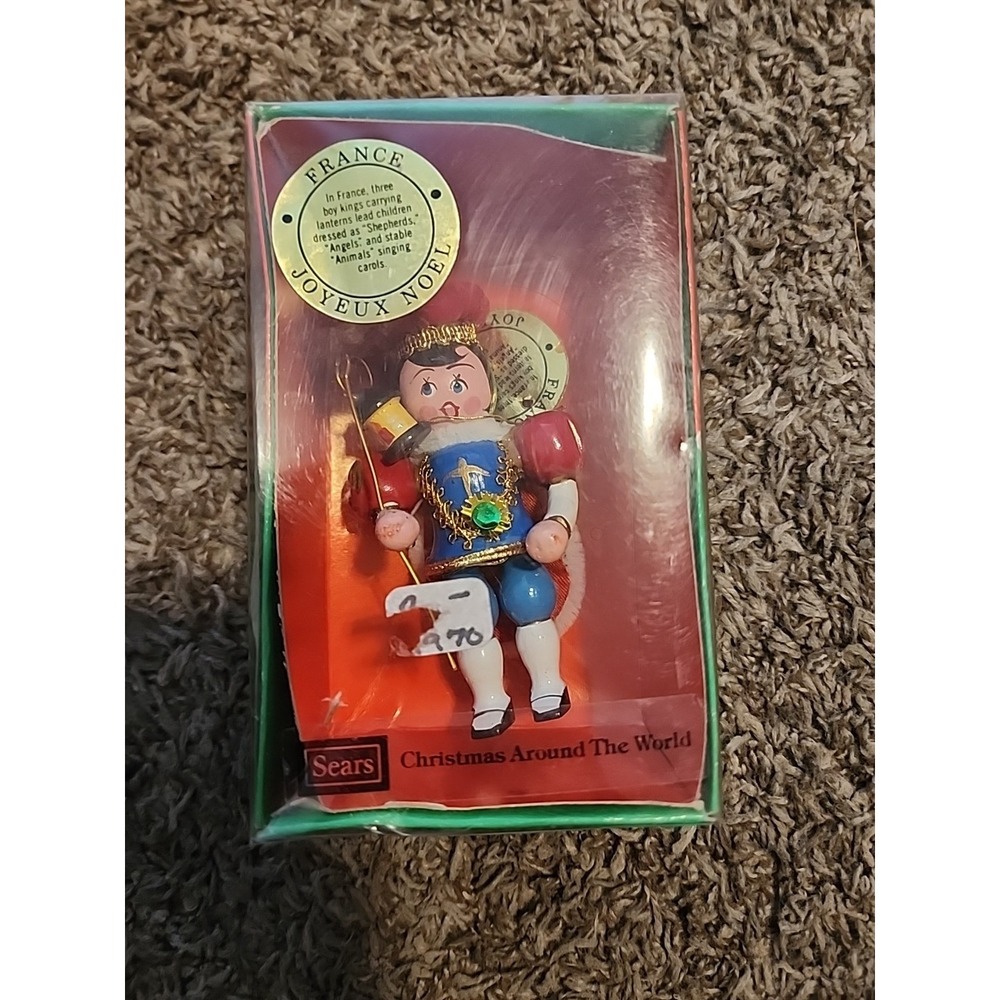 Vintage Sears France Christmas‎ Around the World Ornament in Original Box